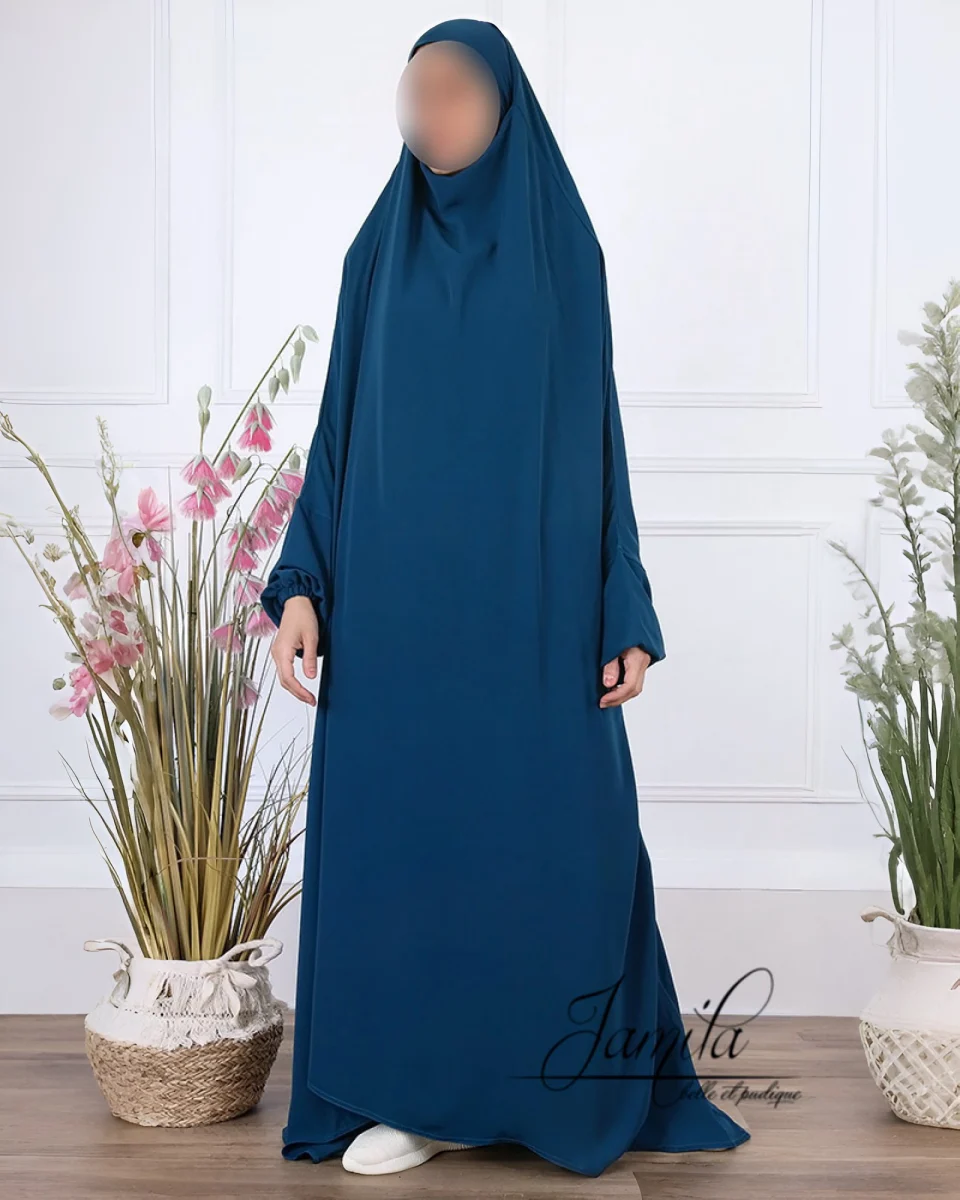 JILBAB 1 PIÈCE BLEU PÉTROLE - JAMILA  | AMCOSMETIK