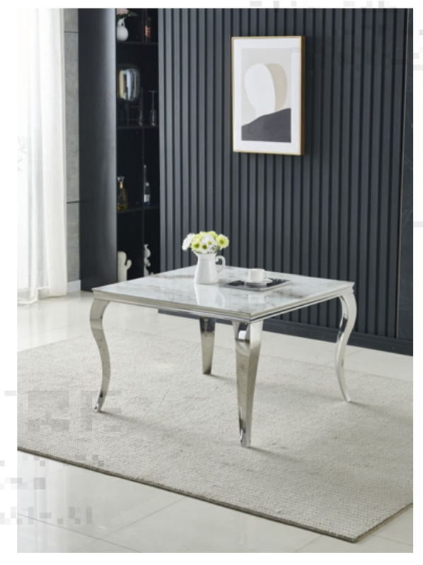 Table basse Baroque  Argent Marbre 60cm | MULTI-AFFAIRES