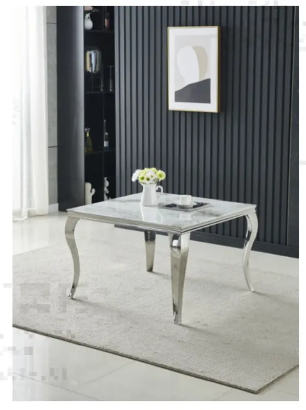 Table basse Baroque  Argent Marbre 60cm | MULTI-AFFAIRES