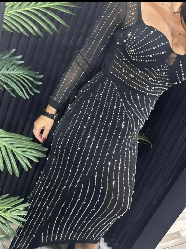 Vestito diamant manica lunga  | R&Sabbigliamento
