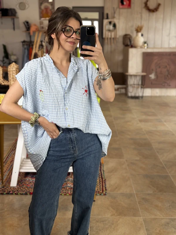 Chemise MARINA bleue | Les bohemiennes Le Bouscat