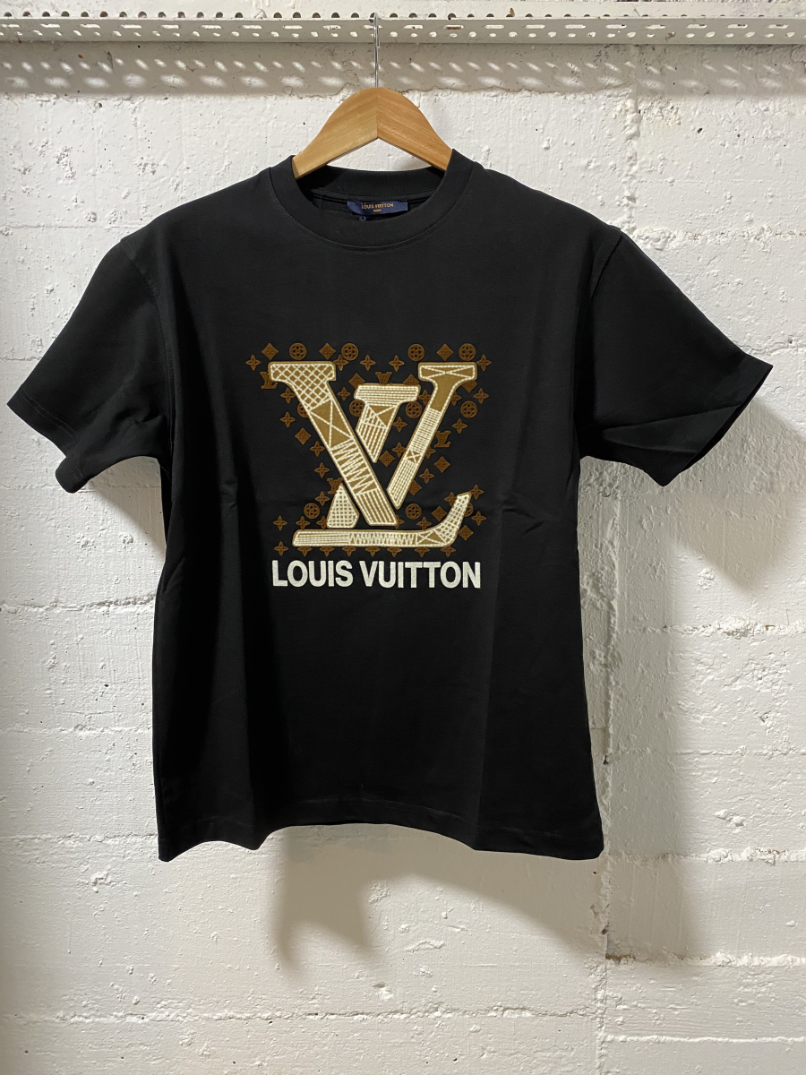 Louis Vuitton T-Shirt Black LV Beige  | 