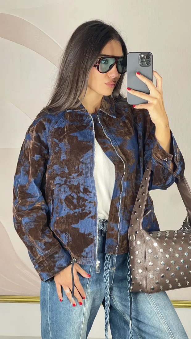Giacca Oversize Effetto Tie-Dye in Velluto | ELIS MODA