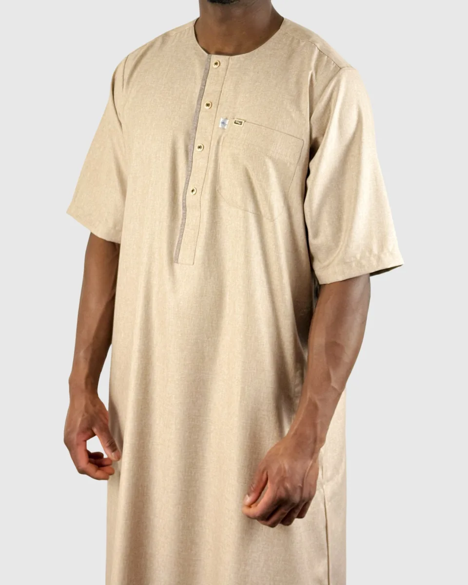 QAMIS BEIGE SABLE MANCHES COURTES BOUTONS DORÉS - ZEIN | AMCOSMETIK