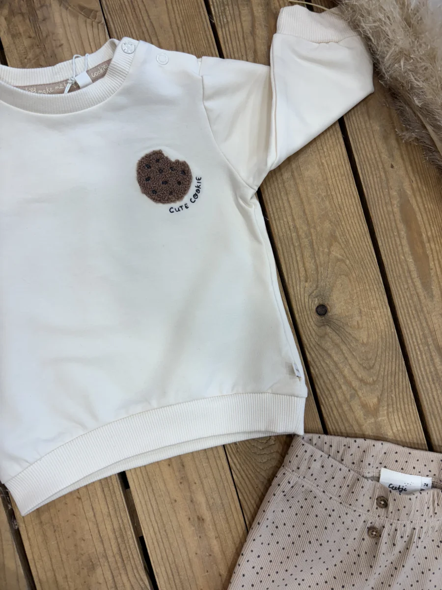 Sweat ecru cookies feetje  | Lena in Love 