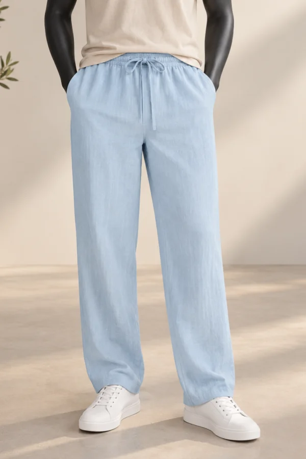 Calça estilo Linho Relaxed Fit Azul Céu Cod.949 | definne