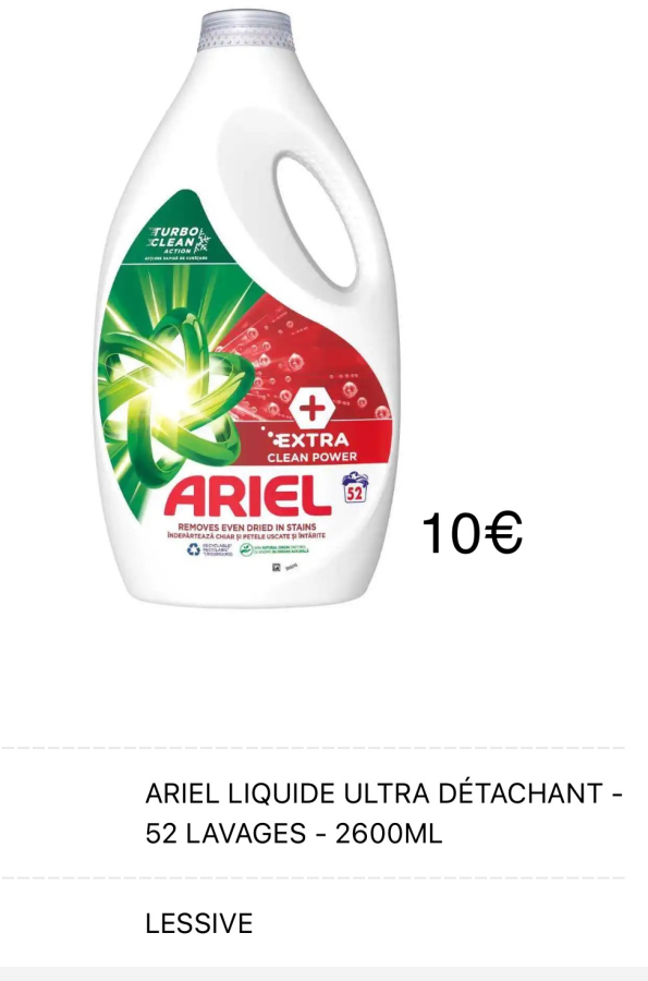 Ariel 52 lavages  | fresh home
