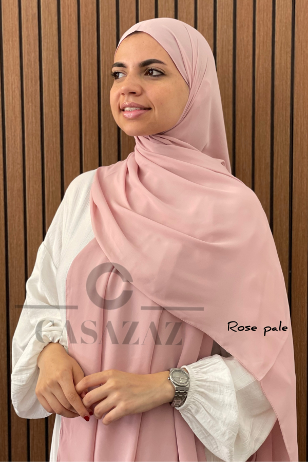Châle Crêpe Uni Rose Pâle | CasaZaz
