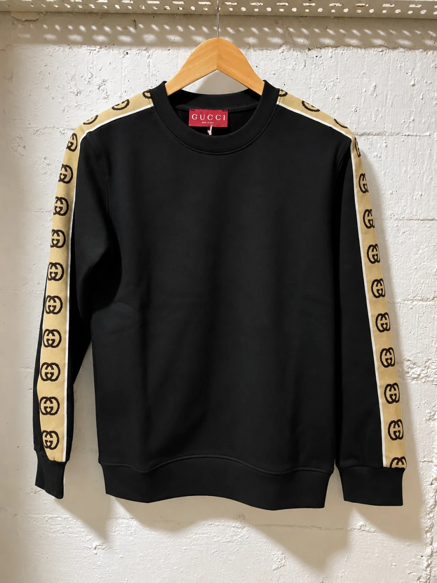 Gucci Firenze Sweatshirt Black GG Logo Beige | 