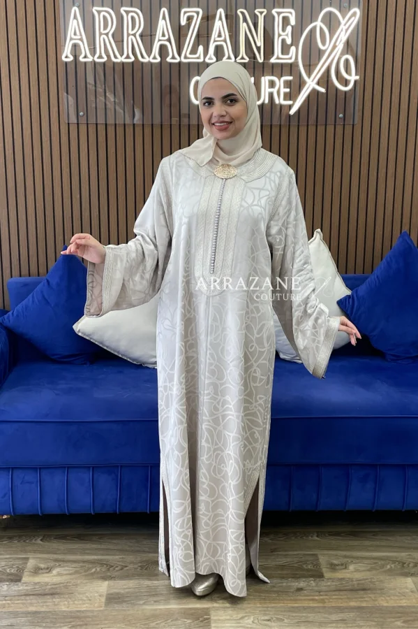 Caftan sfifa main beige poudre | CasaZaz