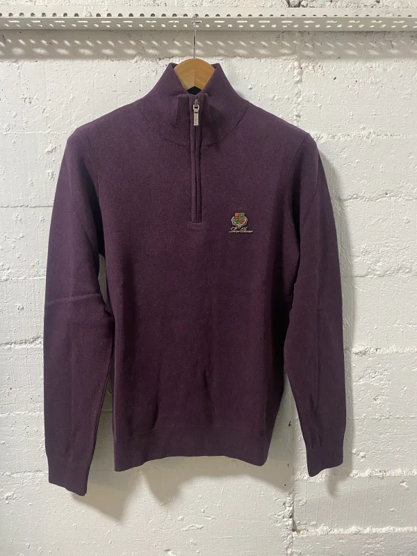 Loro Piano Sweater Halp Zip Purple  | MASSIMOLUXURYOUTLET