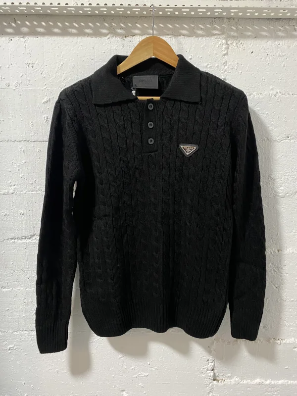 Prada Milano Polo Sweater Black | MASSIMOLUXURYOUTLET