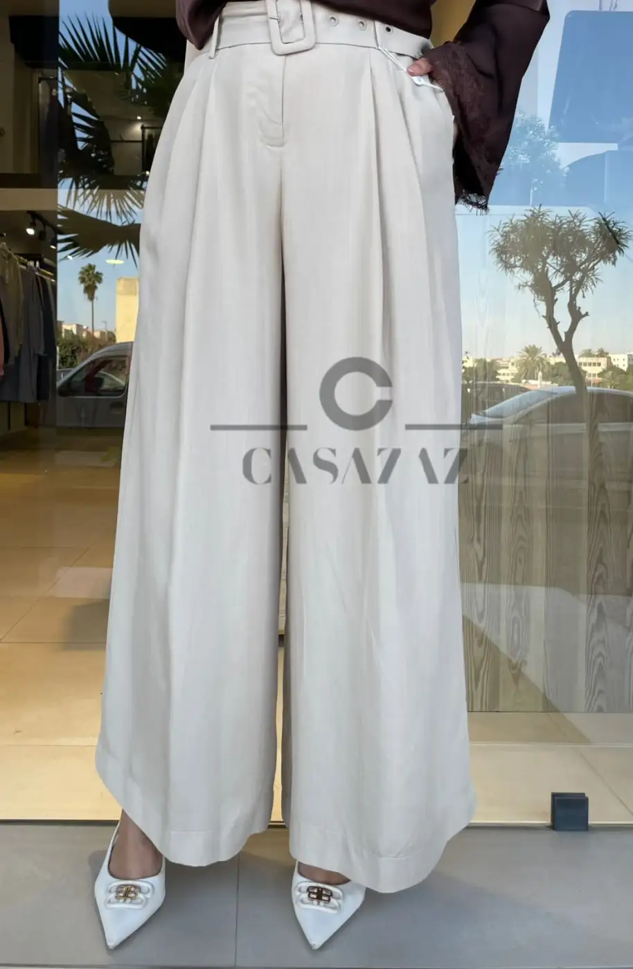 Pantalon à plis avec ceinture | CasaZaz
