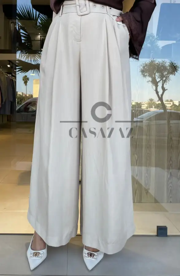 Pantalon à plis avec ceinture | CasaZaz