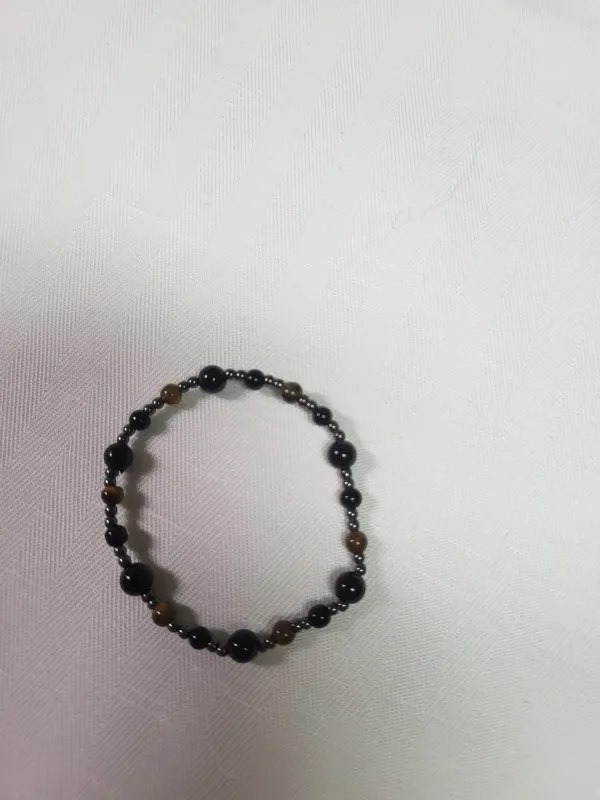 Bracelet oeil de tigre et agathe noir | Ds et compagnie 
