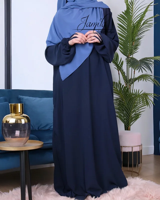 ABAYA AMPLE  BLEU MARINE– MICROFIBRE ROYALE LÉGÈRE | AMCOSMETIK