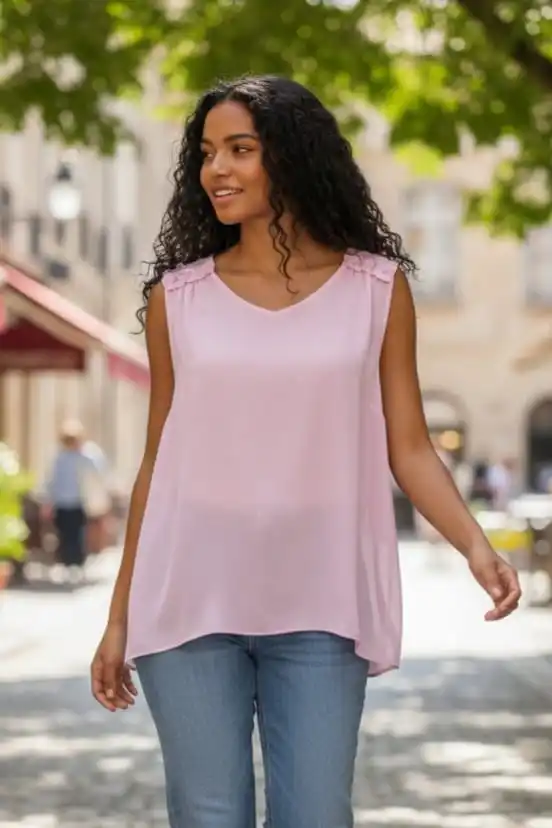 Camisa de Senhora em Modelo Casual Plus Size na cor rosa | definne