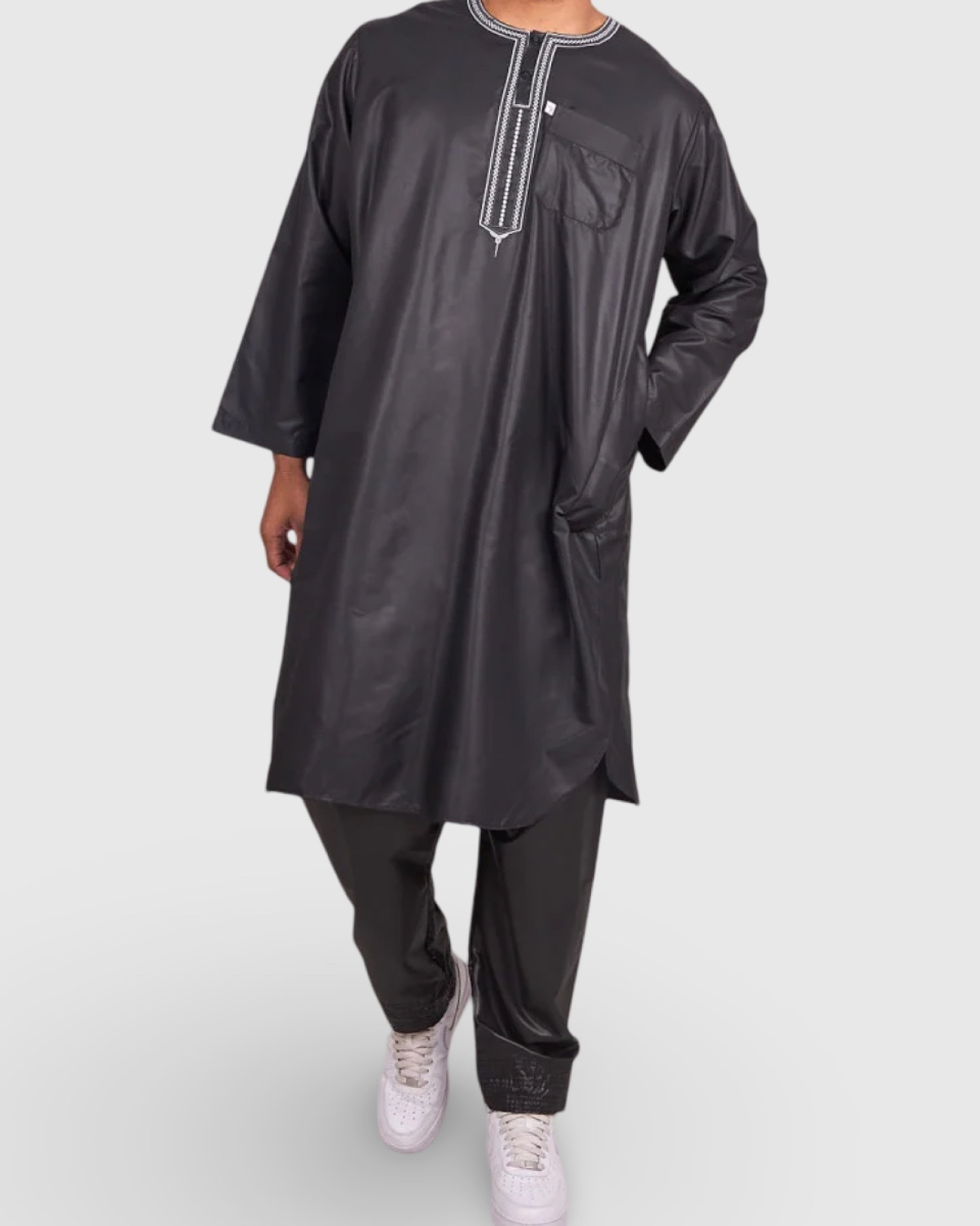 ENSEMBLE 2 PIÈCES – QAMIS & PANTALON NOIR | AMCOSMETIK