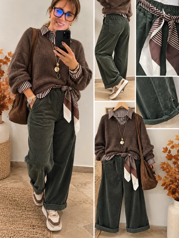 Pantalon " olivia" kaki 38 au 46/48 | Les Chics Filles by Sab