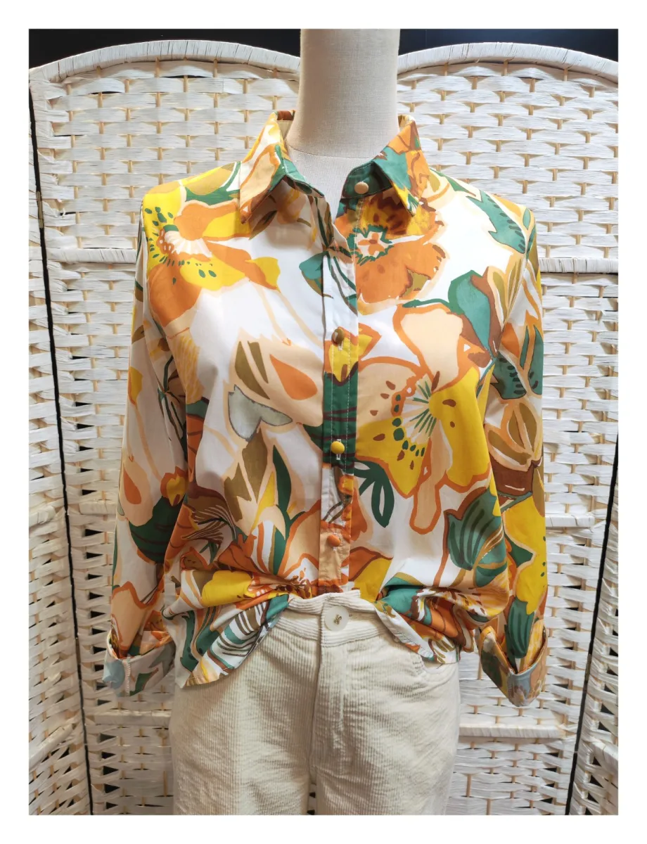 Chemise fleurie jaune en coton | Deal Only One