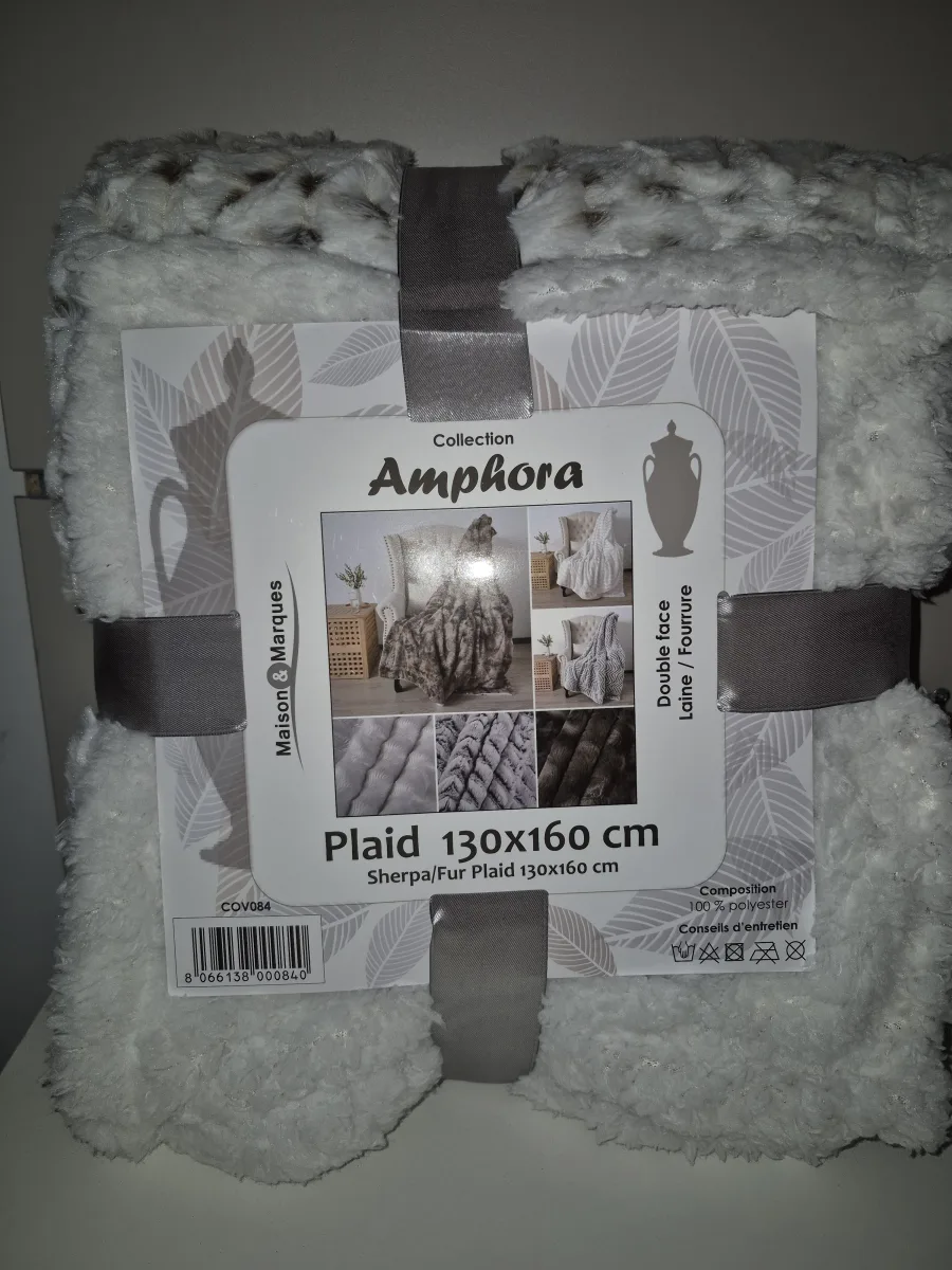 Plaid flannel sherpa marron 130x160cm  | FC Boutique