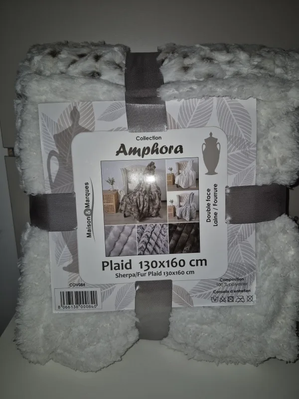 Plaid flannel sherpa marron 130x160cm  | FC Boutique