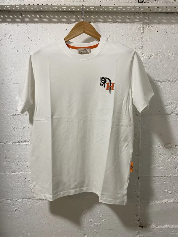 Hermes Paris T-Shirt White H Orange | MASSIMOLUXURYOUTLET