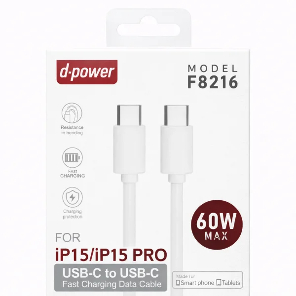 CÂBLE TYPE C VERS TYPE C POUR iPHONE 15 (1M) F8216 | Beauty phone 