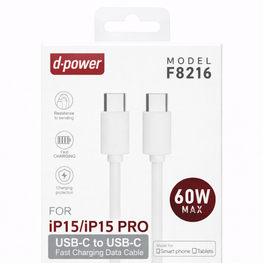 CÂBLE TYPE C VERS TYPE C POUR iPHONE 15 (1M) F8216 | Beauty phone 