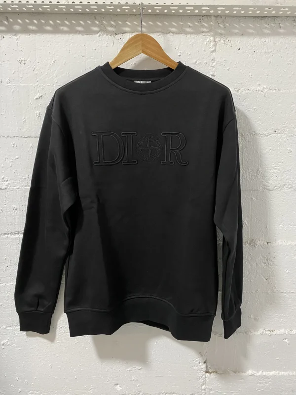 Christian Dior - Stone Island Cotton Sweatshirt Black | MASSIMOLUXURYOUTLET