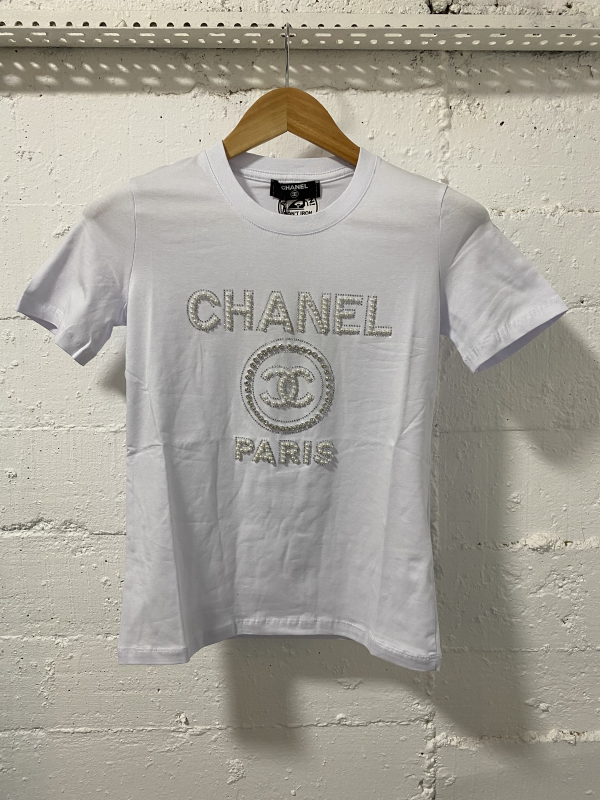 Chanel Paris T-Shirt Women White Paerl | MASSIMOLUXURYOUTLET