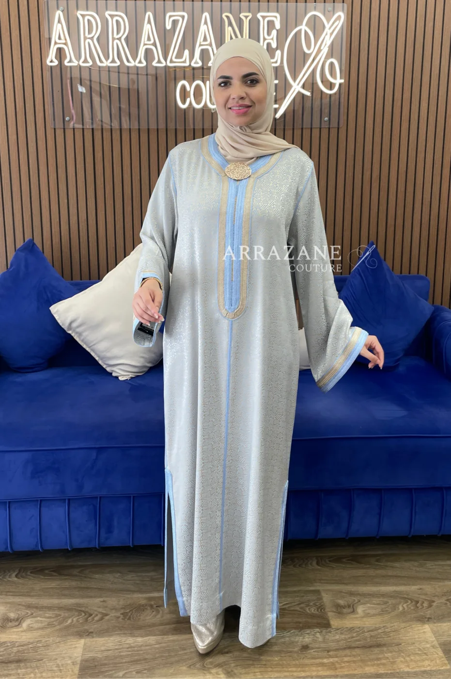 Caftan kamkha bleu ciel derss | CasaZaz