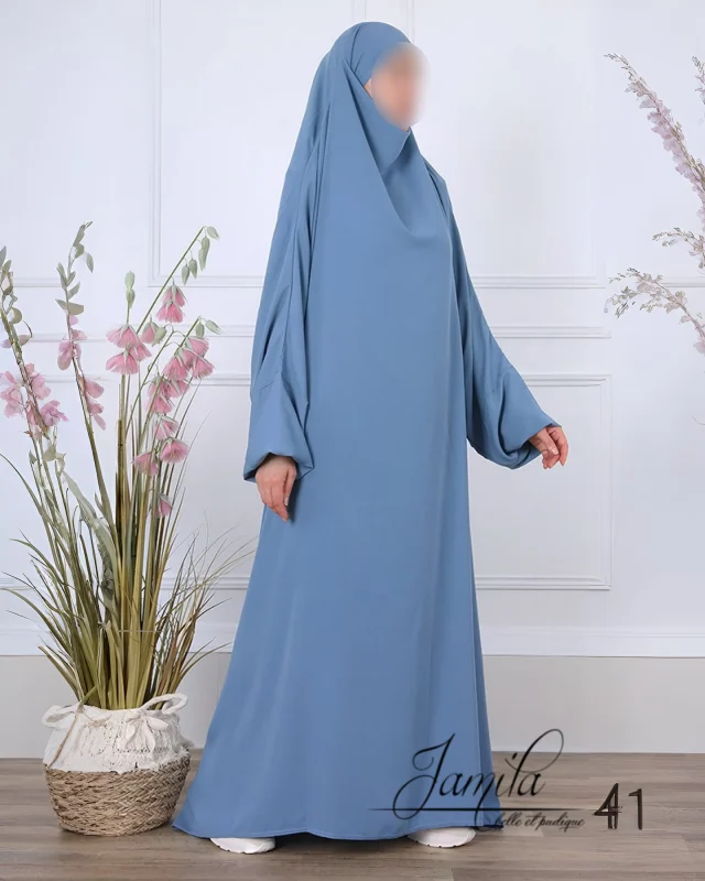 JILBAB 1 PIÈCE BLEU JEANS - JAMILA  | AMCOSMETIK