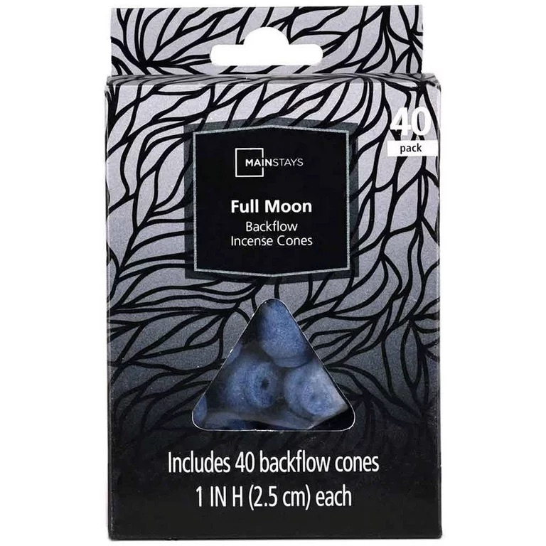 Mainstays Backflow Incense Cones, Full Moon Fragrance (Black), 40 Pack | Home & Kitchen Delights