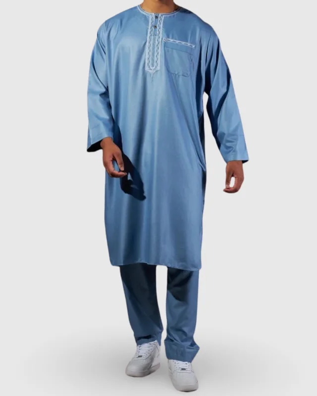 ENSEMBLE QAMIS 2 PIÈCES BLEU CLAIR | AMCOSMETIK