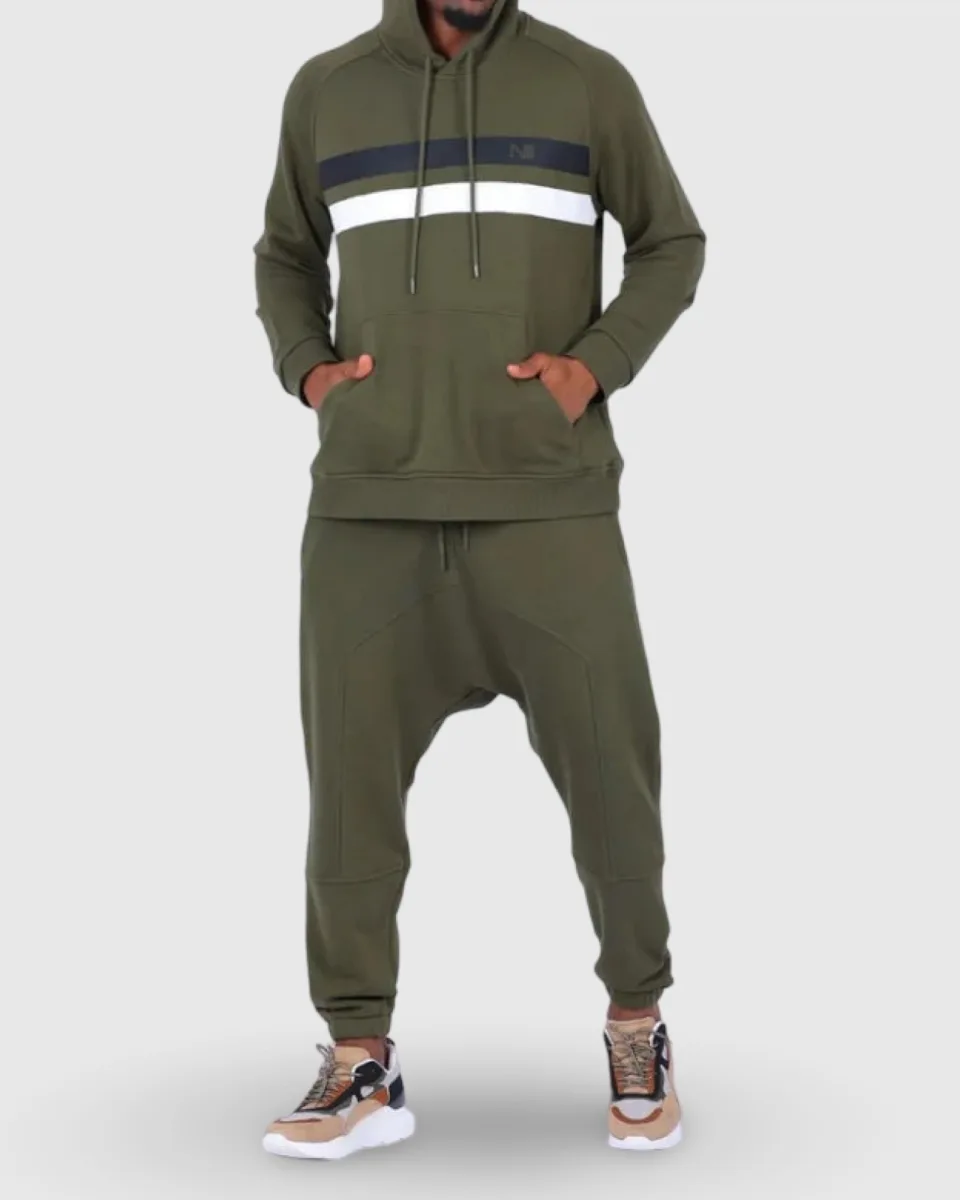ENSEMBLE JOGGING HARVARD 2 KAKI - SWEAT CAPUCHE ET PANTALON - NIII   | AMCOSMETIK