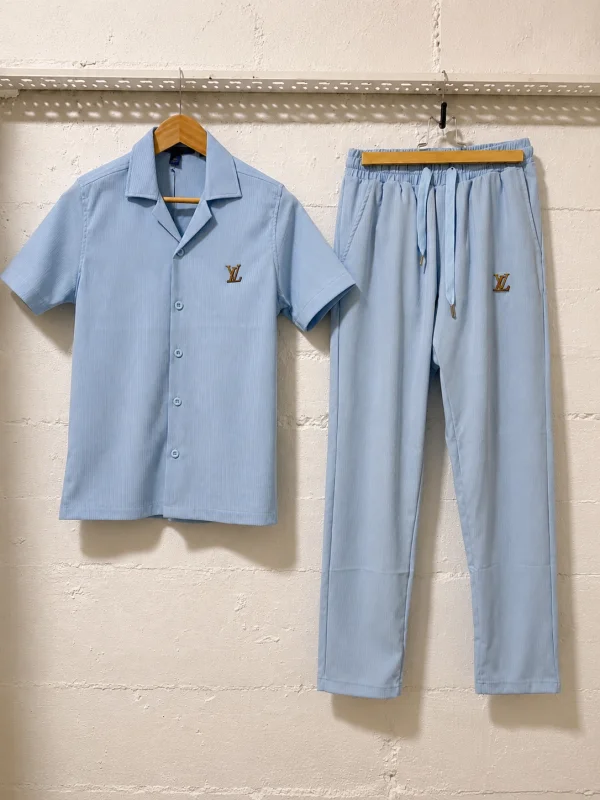 Louis Vuitton Set Short Sleeve Shirt Light Blue | 