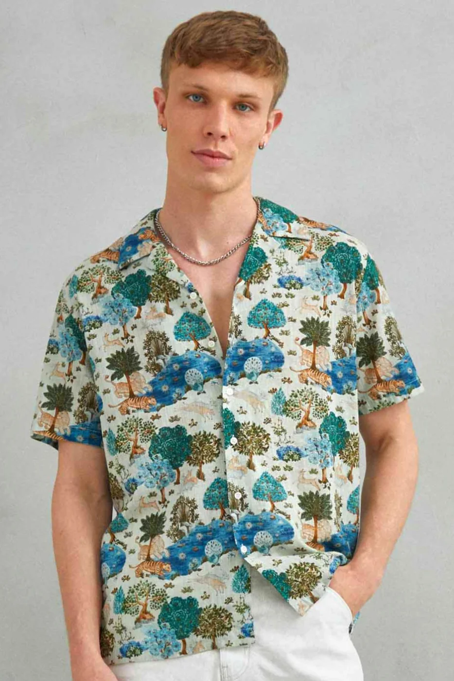 Camisa Havaiana estilo Linho Padrão Manuel Marques  cod:937 | definne