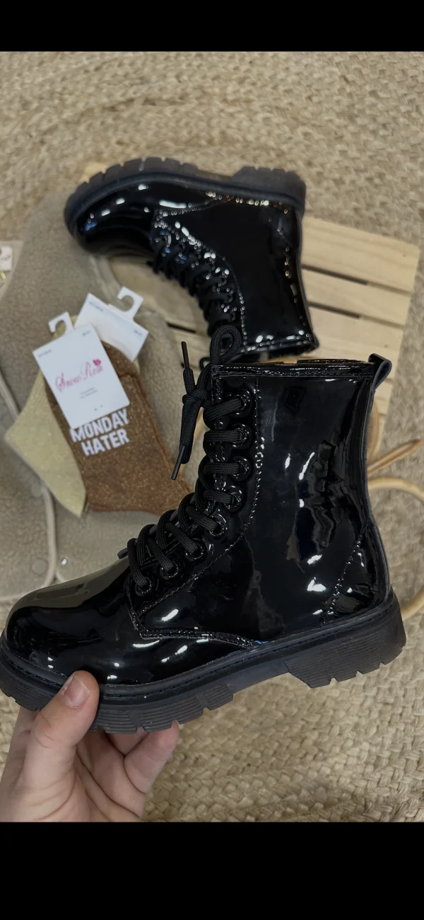 Bottines noires vernies fourrées ( noeud amovible )  | Lena in Love 