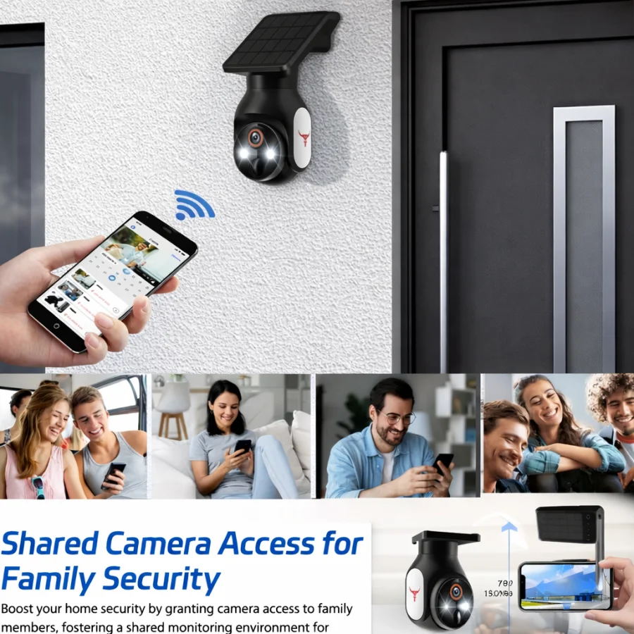 cámaras de vigilancia inalámbricas para exteriores con visión nocturna a color 720P, vista panorámica de 355°, detección IA de humanos, animales y vehículos, audio bidireccional, clasificación IP65 y monitoreo solar para exteriores. | STORE TECH MONGI E&E