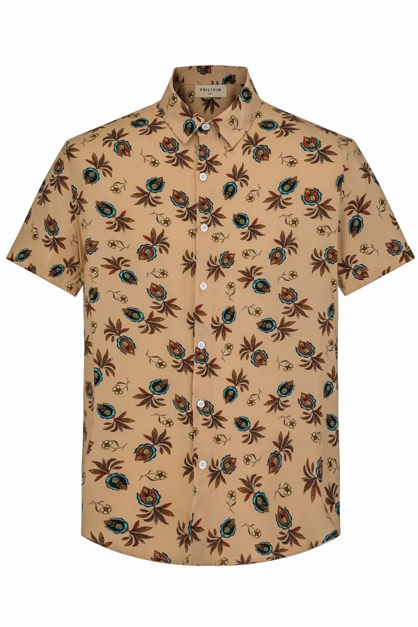Camisa Havaiana Vintage Nude Flower | Definne