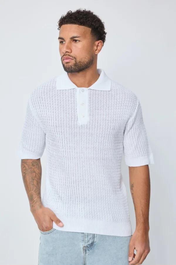 Polo de malha Branca Frilivin Paris Ouver Size | definne