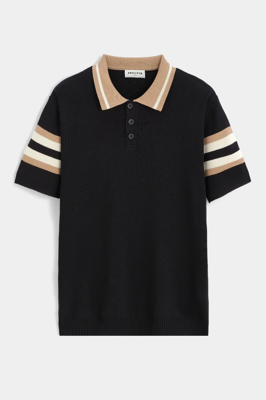 PRÉ-RESERVA Polo de malha Frilivin Preto e Castanho | definne