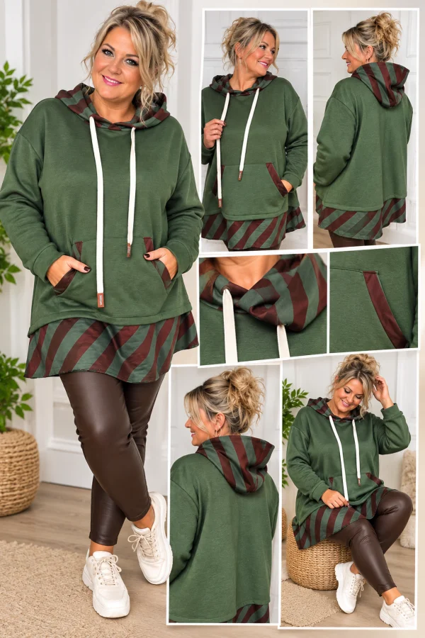 Sweat " maelys" kaki 42 au 50/52 | Les Chics Filles by Sab