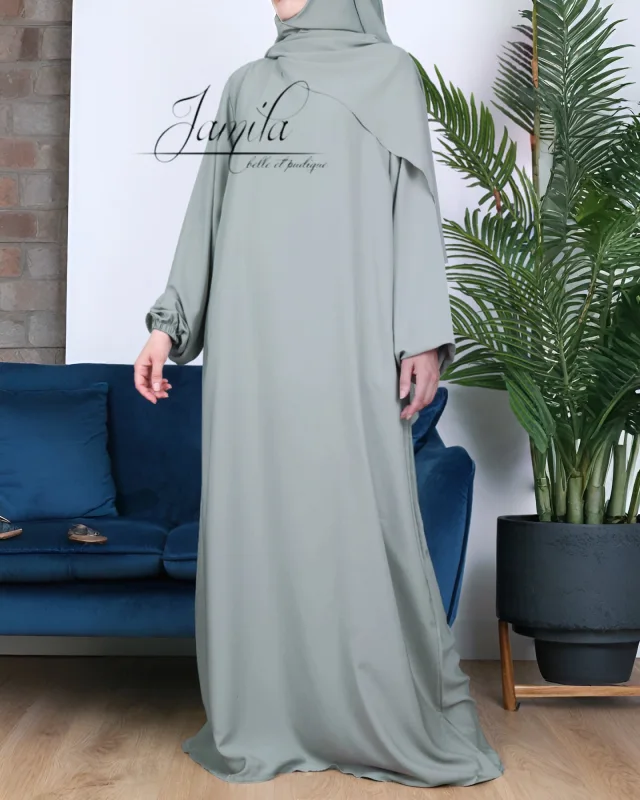 ABAYA AMPLE VERT SAUGE CLAIR – MICROFIBRE ROYALE LÉGÈRE | AMCOSMETIK