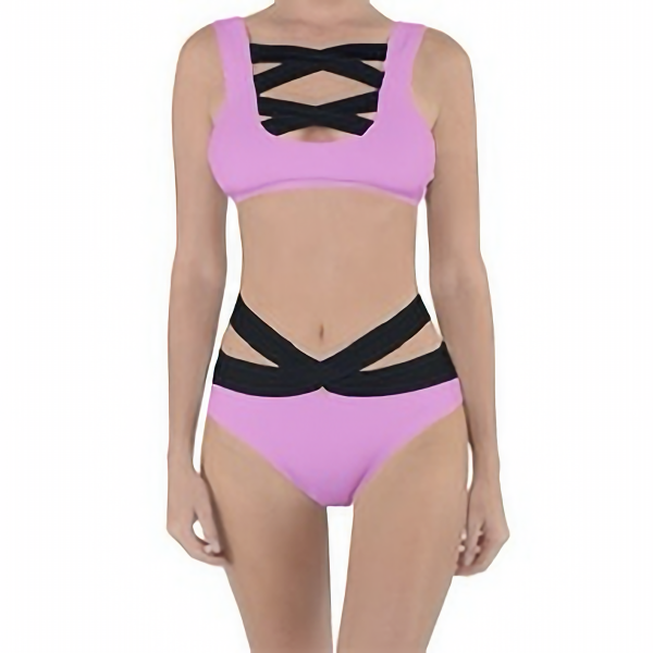 MODEL DOLL BANDAGE BIKINI SET, PINK & BLACK | 💖 𝕄𝕠𝕕𝕖𝕝 𝔻𝕠𝕝𝕝 💖