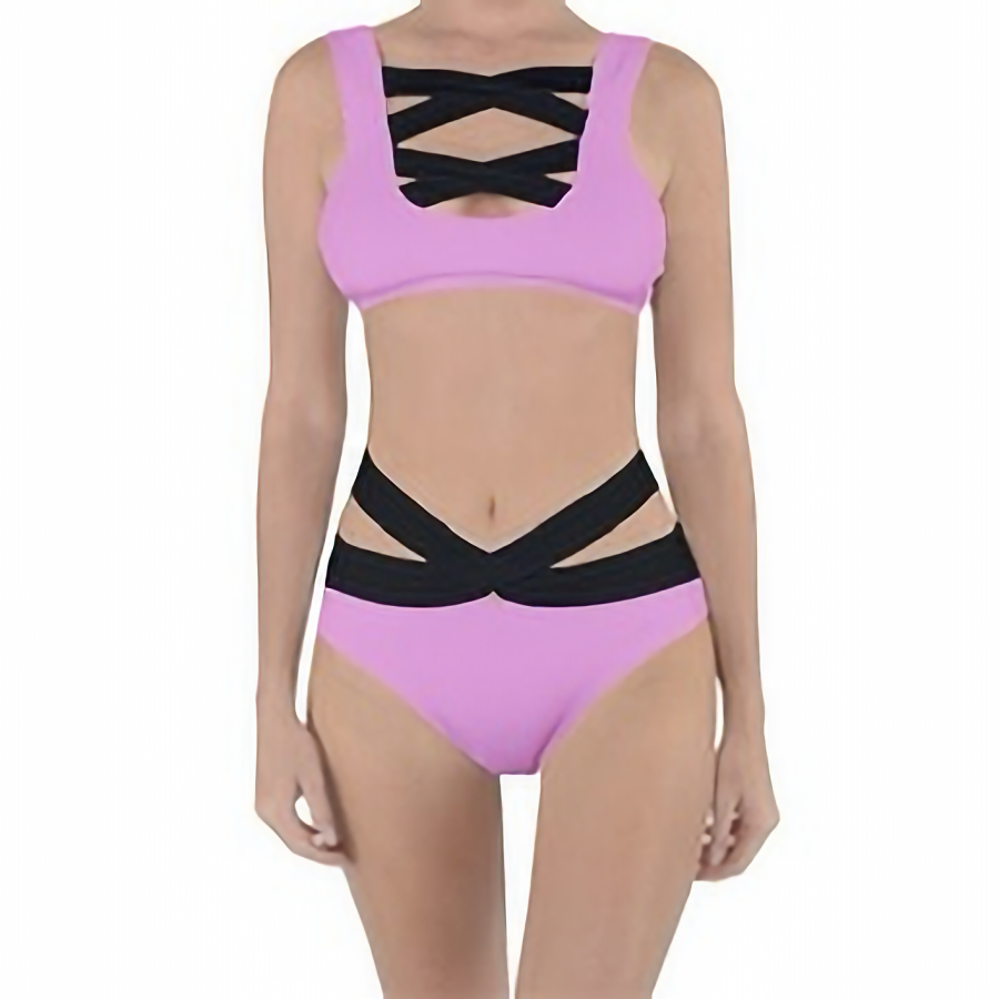 MODEL DOLL BANDAGE BIKINI SET, PINK & BLACK | 💖 𝕄𝕠𝕕𝕖𝕝 𝔻𝕠𝕝𝕝 💖
