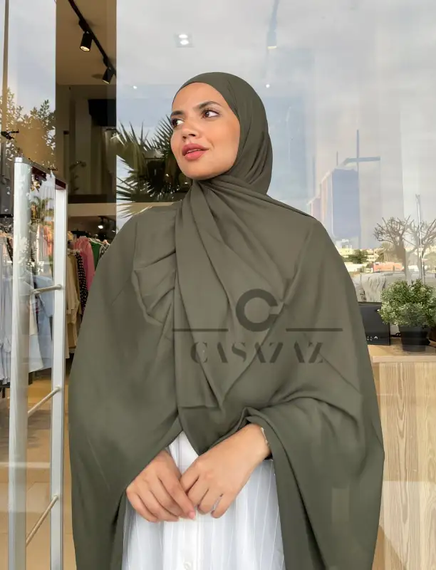 Chale crepe uni vert herbe | CasaZaz