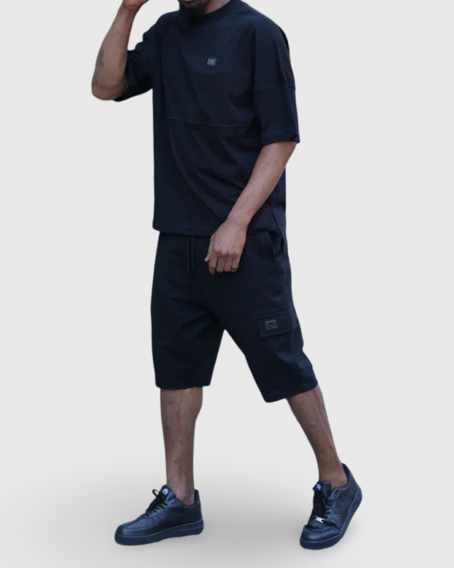 ENSEMBLE ACTUAL ÉTÉ NOIR - T-SHIRT OVERSIZE ET SHORT - NIII | AMCOSMETIK