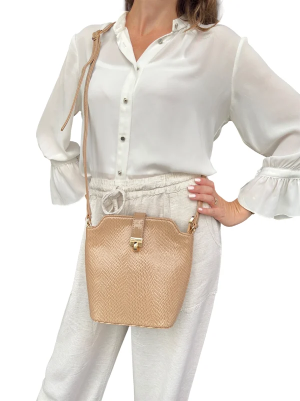 Paula Lézard Verni Beige | Sac'ré